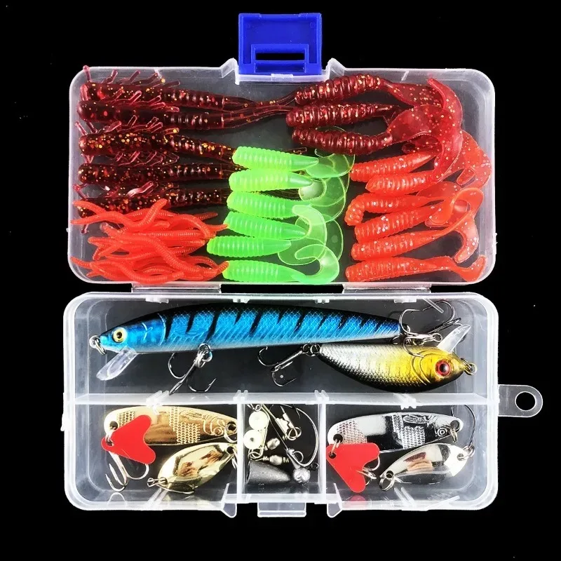 Männer Angelrute Combo mit Faserrute und Spinnrollen Angeln Baitcastingrolle und Kunstköder Angelzubehör Sets