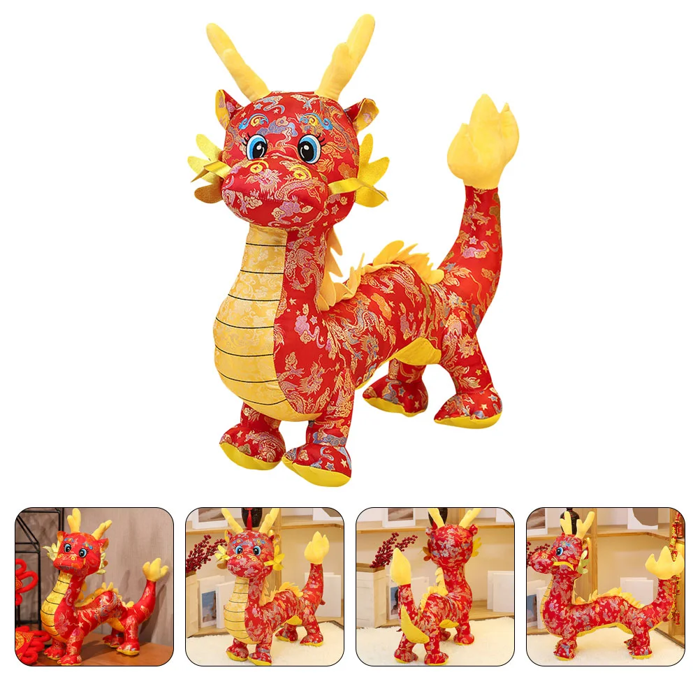 Stuffed Animal Doll Toy Plush Chinese New Year Mascot Dragon Doll 2024 Year The Dragon Zodiac Toys Gift Christmas Lunar