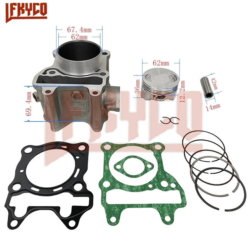 

Motorcycle Big Bore 62mm Cylinder Kit Set Motor for Honda WW150D PCX150 2013-2018 12100-KZY-701 12100-KZY-700 Scooter Motoblock