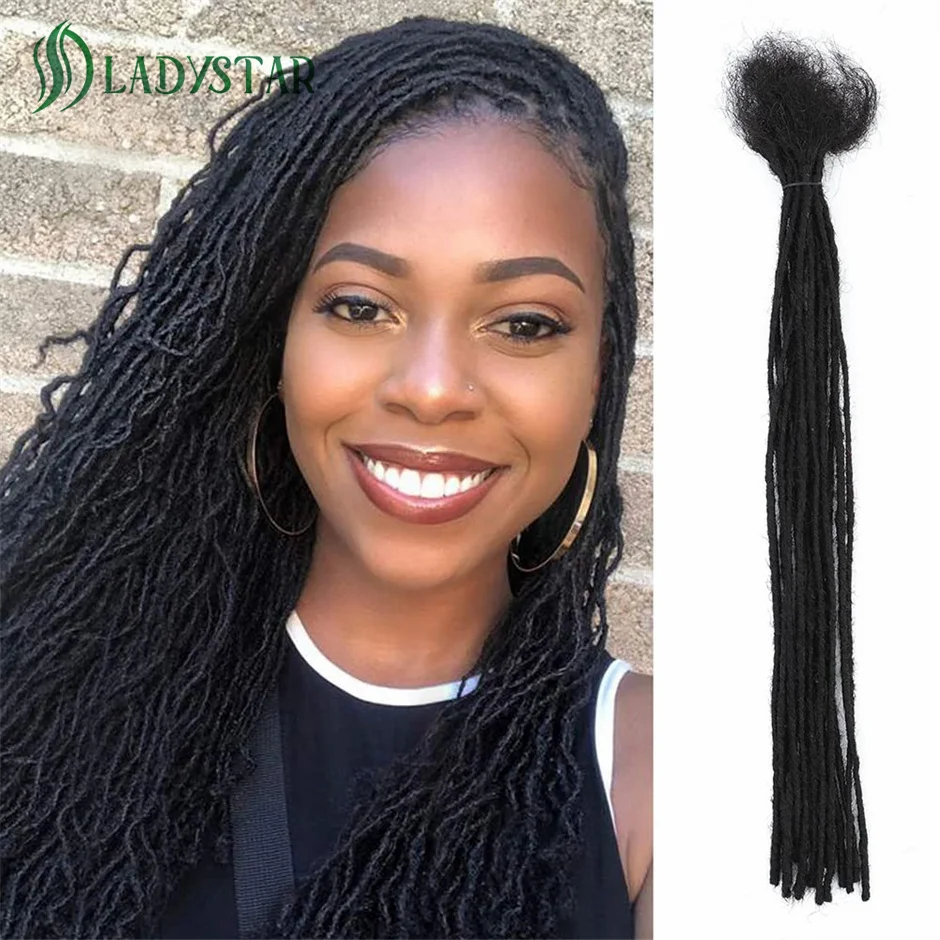 Extensions de dreadlock 0.2 cheveux humains pour hommes, femmes et enfants, microlocs, entièrement faites à la main, en continu, 100% cm