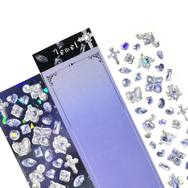 Creative Laser Cute Kawaii Gorgeous Gemstone Stickers Handbook Star Card Photo Notebook Diary DIY Decorative Cartoon Stickers