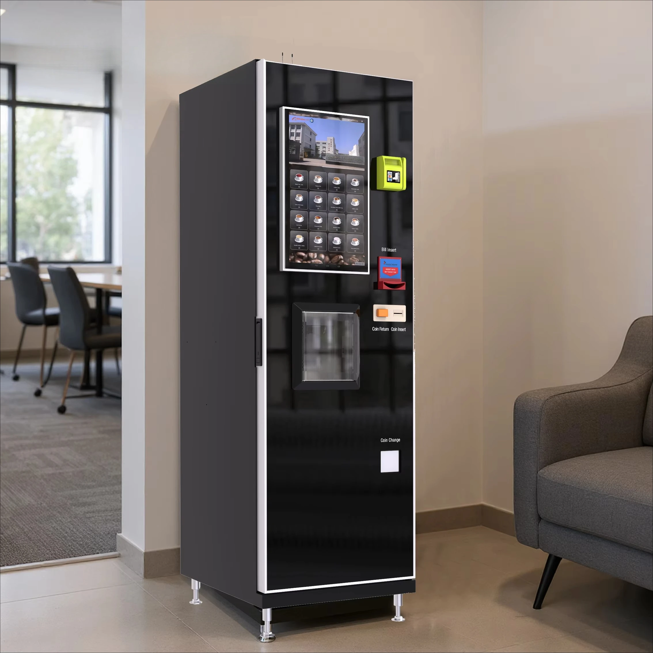 FOODLINE Budget Coffee Vending Kiosk Simple Operation Self-cleaning Low Power Consumption for New Retail Vendors