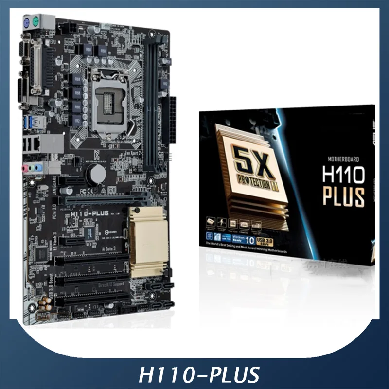 

Desktopr Motherboard For ASUS H110-PLUS H110 LGA1151 32GB DDR4 2133 MHz USB 3.0 High Quality