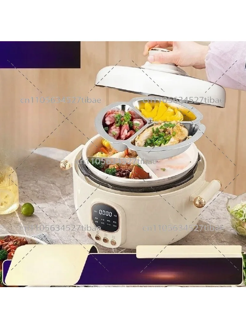 Large Capacity Electric Pressure Cooker Ceramic Glaze Inner Pot with Steaming Tray Household High Pressure Cooker