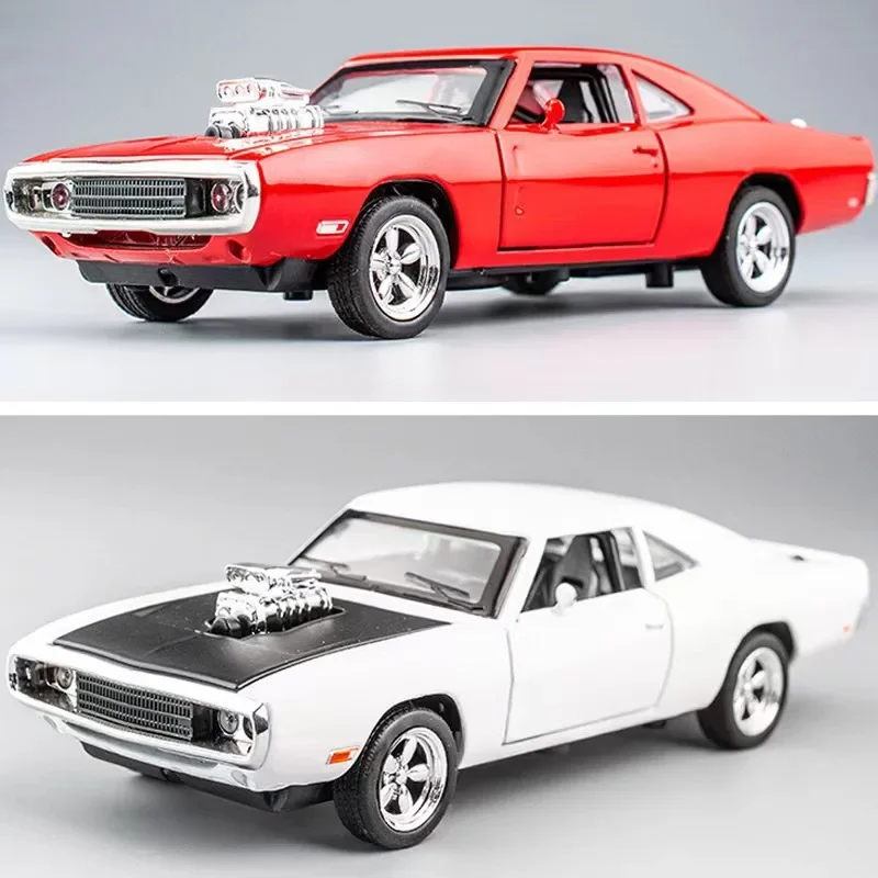 Modelo de coche Dodge Charger 1:32 1970, caballos de aleación fundidos, vehículo muscular con sonido, luz, juguete para niños, colección de regalo