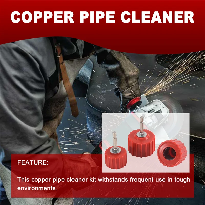 منظف أنابيب النحاس ABGR 1/2 بوصة 3/4 بوصة 1 بوصة، منظف الأنابيب النحاسية للحفر، فرشاة تنظيف أنبوب عرافة 1/4 بوصة