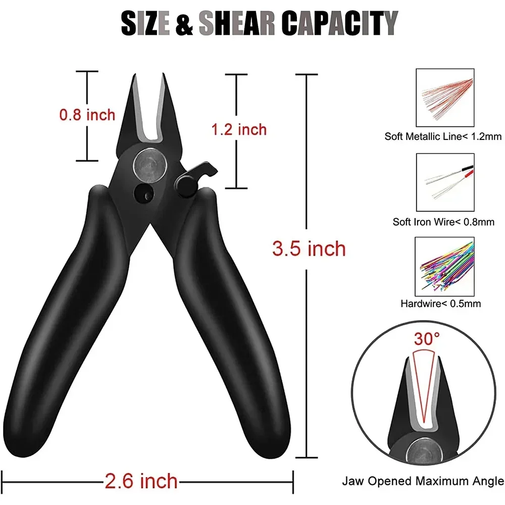 35 Inch Mini Diagonal Pliers Sharp Edge Polished Rust Proof Safety Lock Rubber Handle Tool