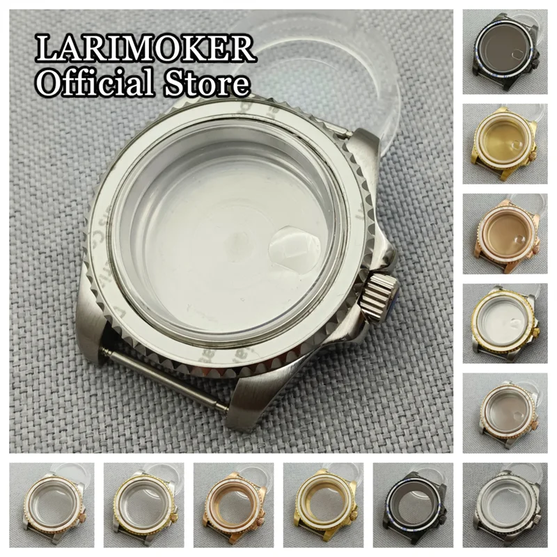 LARIMOKER 40mm cassa dell'orologio in acciaio inossidabile vetro zaffiro Fit NH34-36 muslimate DG2813 3804 Miyota 8205 8215 movimento