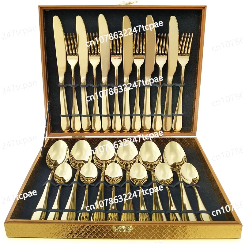 Sale Luxury Gold Restaurant Stainless Steel Cutlery 24pcs Set With Case