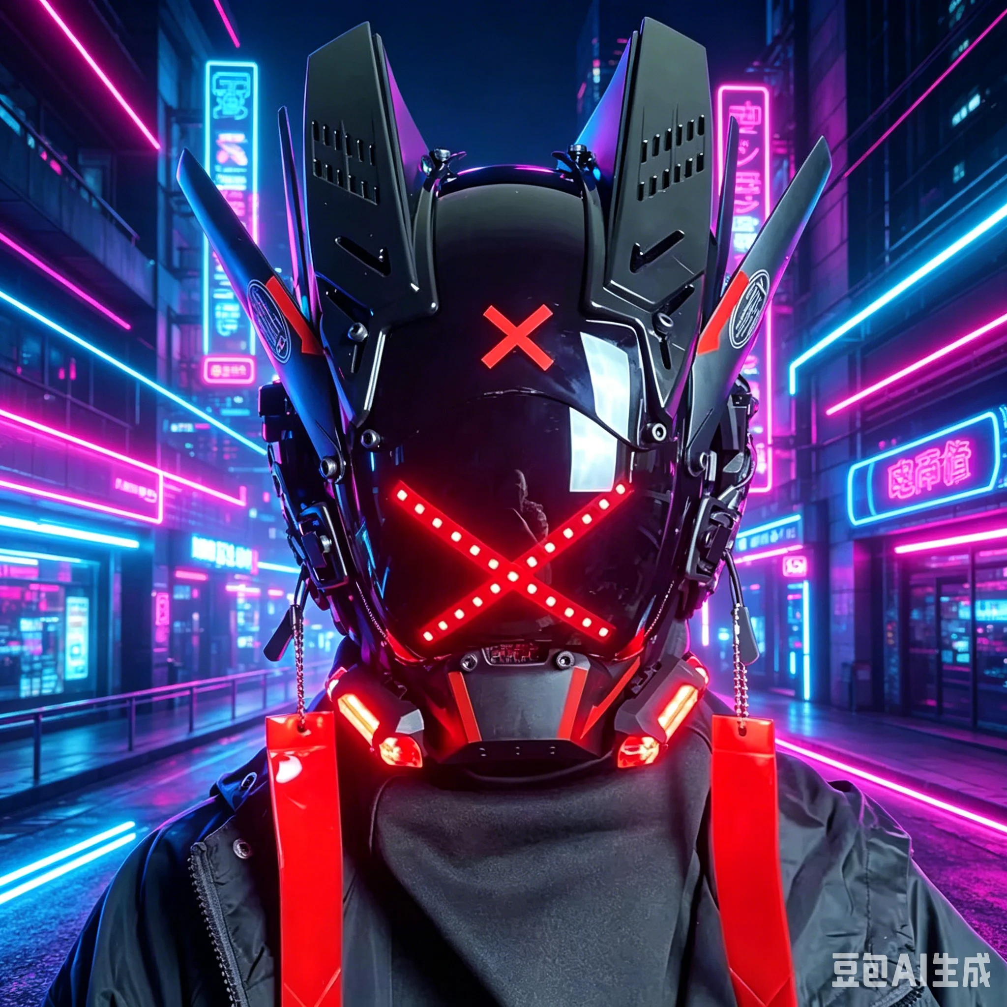 

Cyber Punk Mask With X LED Light Cosplay Costumes Sci-Fi Samurai Dread Mask Special Forces Mask Halloween Party Bar Coser Props