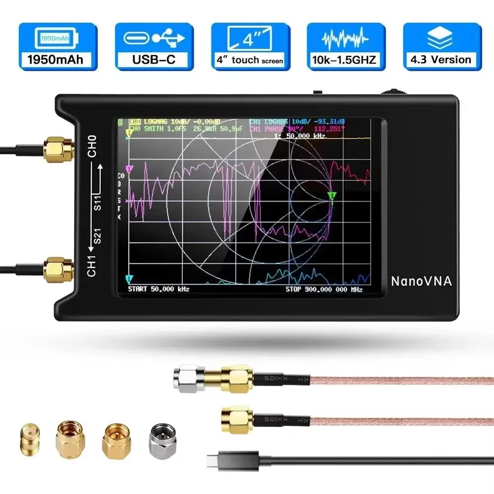 

Original Zeenko NanoVNA-H4 4.0" display 1950mAh battery Vector Network Analyzer HF VHF UHF Antenna Analyzer