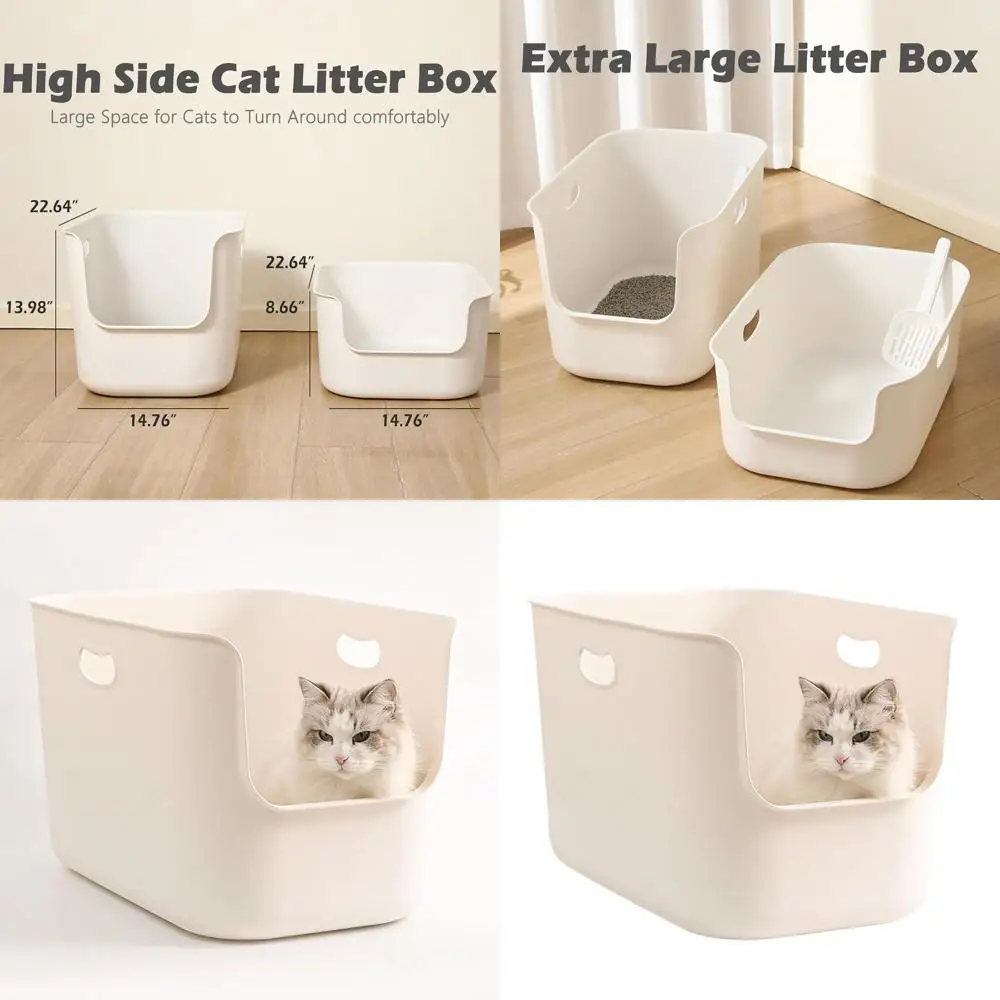 

Jumbo XL Litter Box with High Walls, 22.64x14.76x13.98 for Multi-Cat Households, Ideal for Large Felines, Anti-Splash Design, Ea