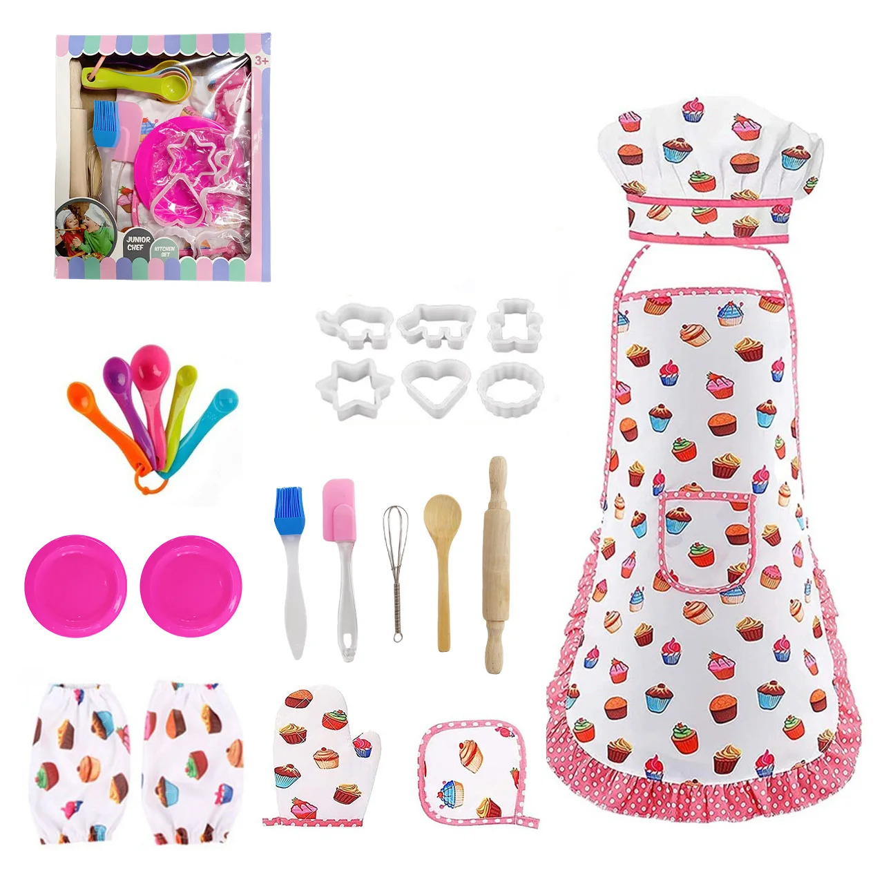 

Kids Cooking and Baking Set Baking Kit Apron Dress up Chef Costume Kids Aprons for Girls Toddler Chef Hat for Little Girls