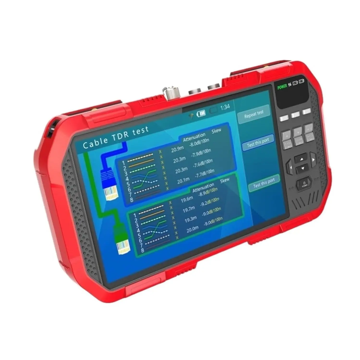 

7-дюймовый 4K HD IP-тестер видеонаблюдения Монитор AHD CVI TVI CVBS Тест камеры 8MP Мультиметр Оптоволокно POE