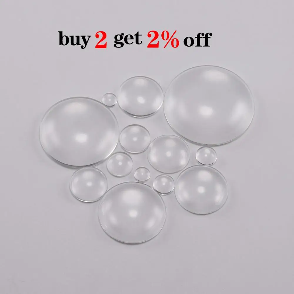 5-50pcs 8 10 12 14 16 18 20 25 30mm 라운드 플랫 백 투명 유리 카보 숑 Diy 쥬얼리 용품 만들기 용 투명 카보 숑