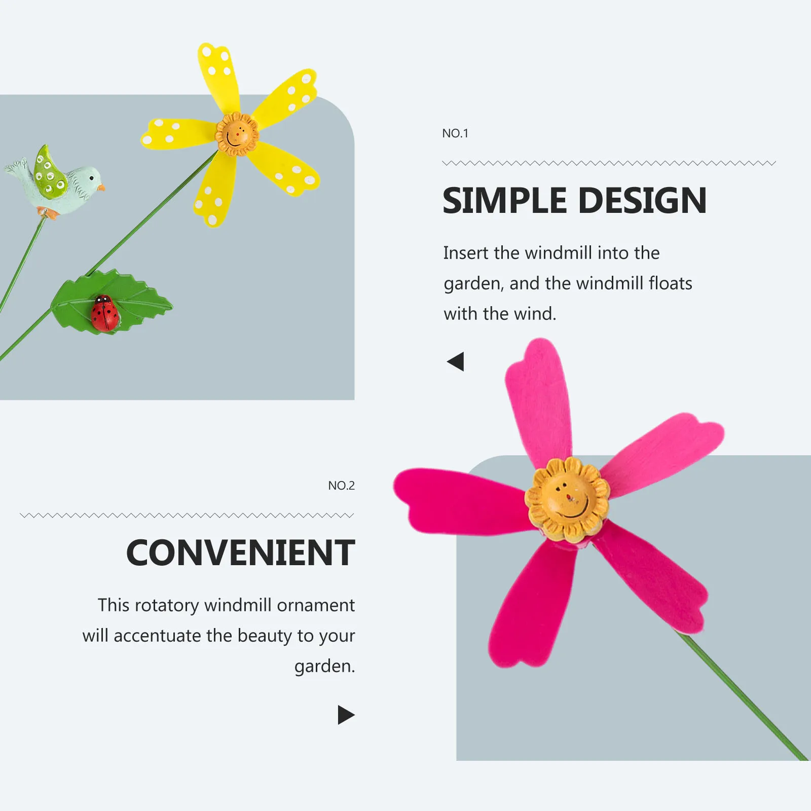 

2Pcs Artistic Iron Windmill Flower Garden Ornament for Elegant Outdoor Appeal