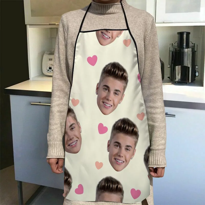 Custom Justin Bieber Apron Dinner Party Cooking Apron Adult Baking Accessories Waterproof Fabric Printed Cleaning Tools 1014