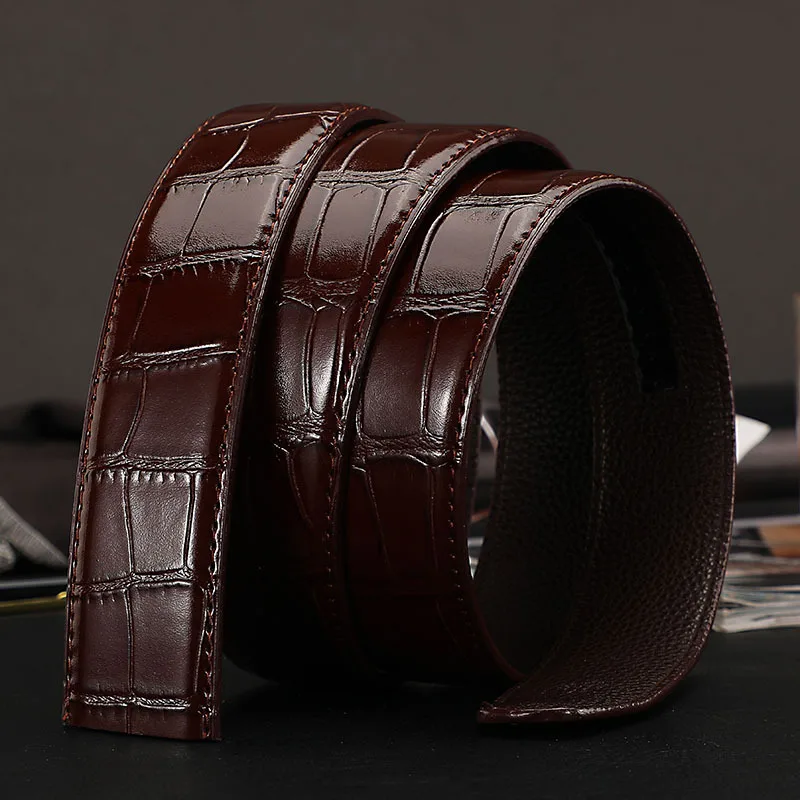 

Hongmioo No Buckle 3.5cm Width Cowskin Genuine Leather Belt Men Without Automatic Buckle Strap Male