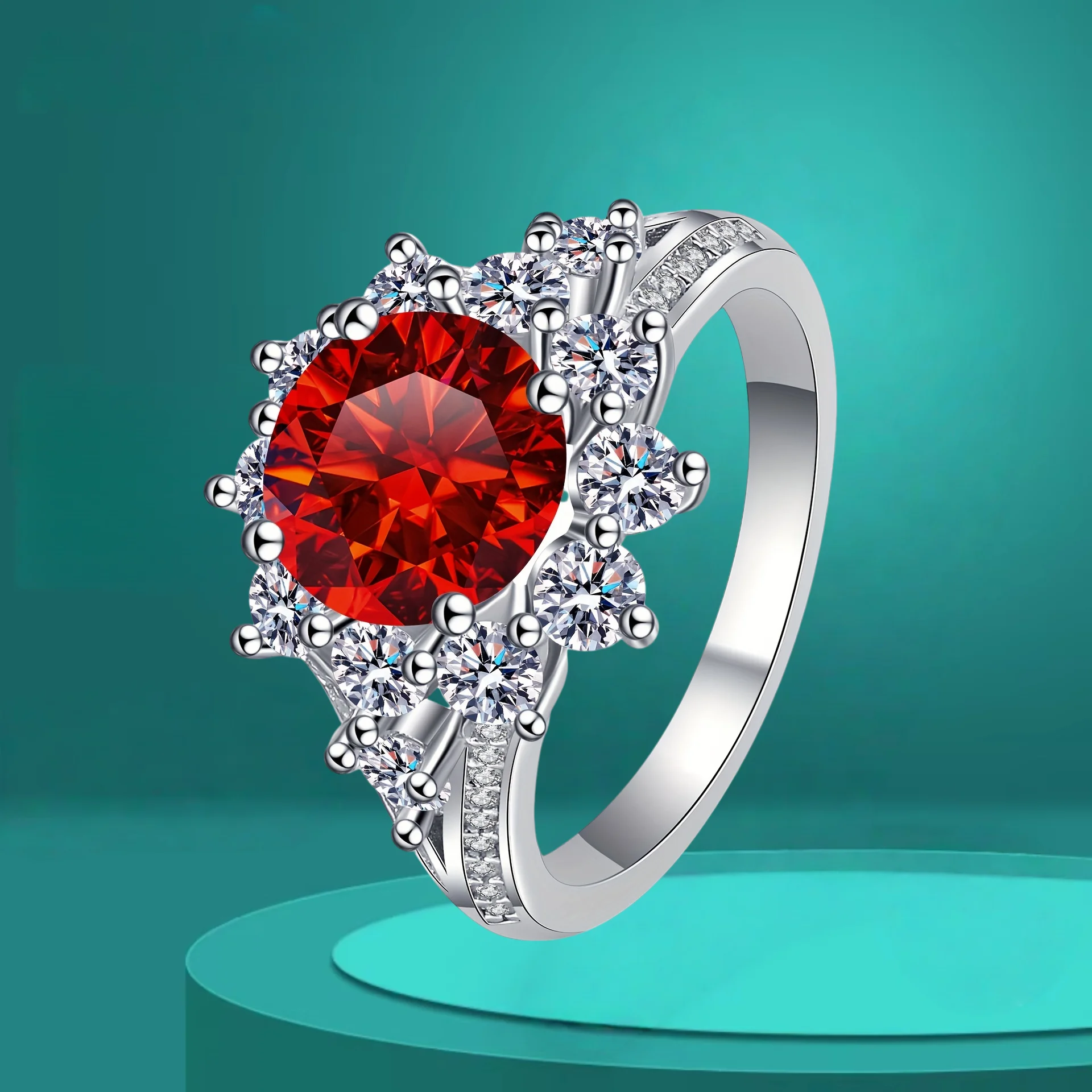 Sunflower Luxury 925 silver Ring for Women 3ct Moissanite Set in PT950 Platinum 3.0 Carat Elegant Jewelry