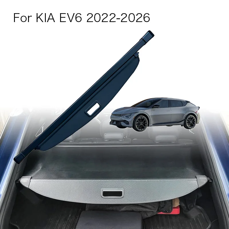 

Auto Trunk Curtain Organizer Cover For KIA EV6 2022-2026 Car Cargo Cover Trunk Rear Rack Luggage Storage Waterproof Shield