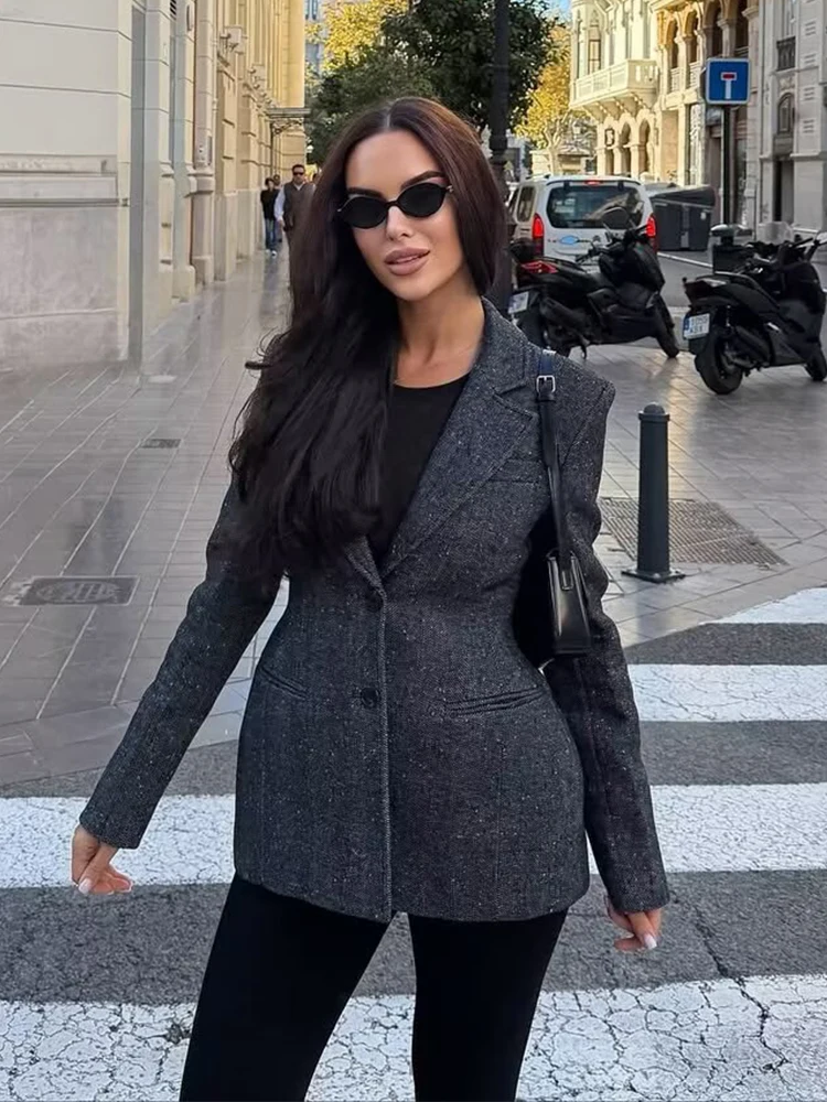 بدلة نسائية طقم مكون من قطعتين سترة أنيقة بأكمام طويلة معطف + بنطال مستقيم الساق مكون من قطعتين ملابس خروج أنيقة للنساء