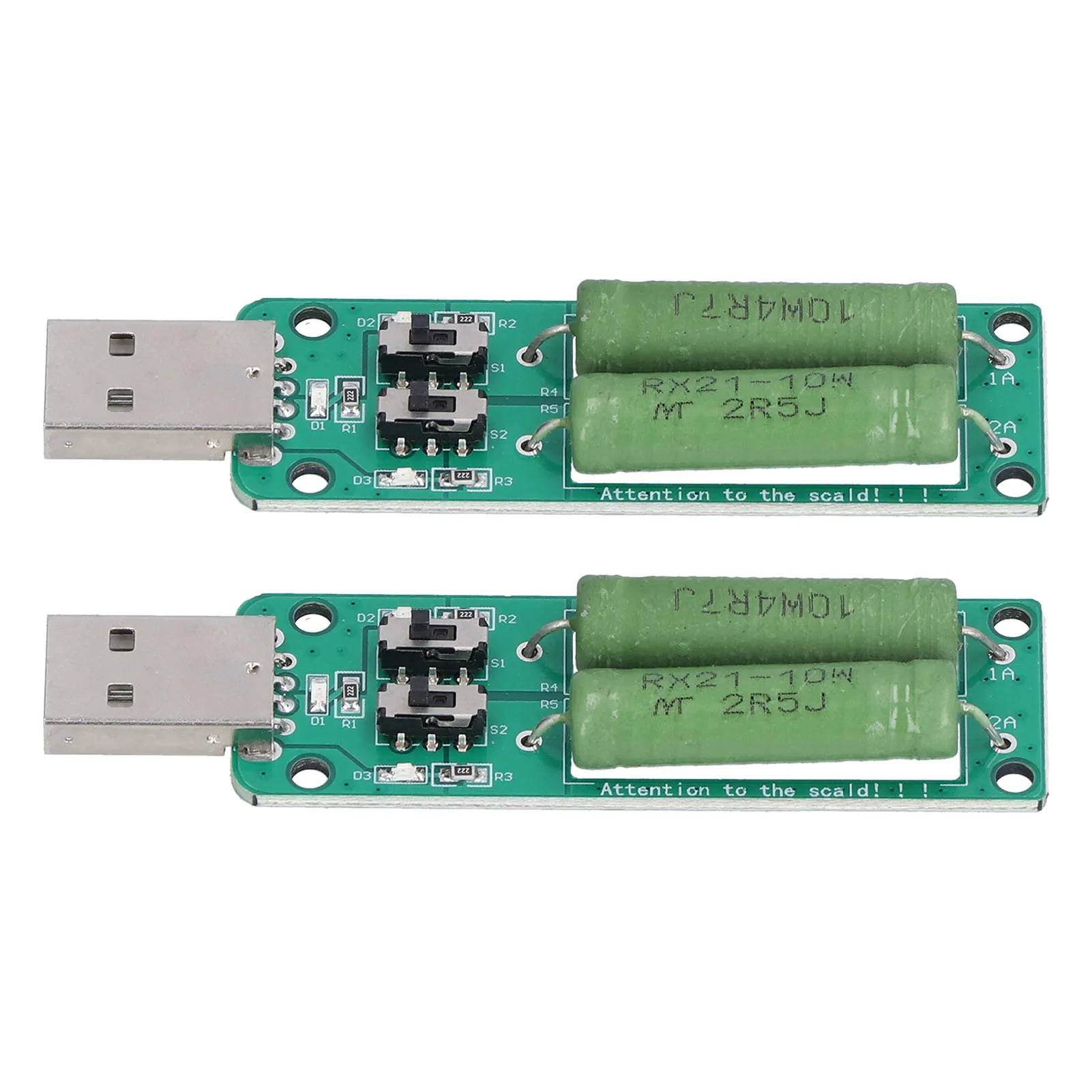 ZK30 	2Pcs USB Load Tester Adjustable Resistor Electronic Test Module 1A 2A 3A Discharge Accessory