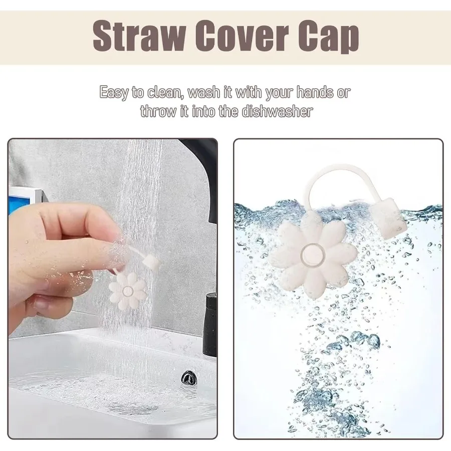 Flower Straw Cove Toppe for Stanley Cups 30and40 Oz Tumbler with Handle Accessories 4PCS Silicone Straw Caps Reusable Straws Ti
