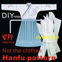 Hanfu wzór panie cross-collar bluzka handmade diy plisowana spódnica szycia rysunki 1:1 wzór odzieży BHF-002