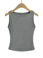 Débardeur moulant doux à col bateau double couche pour femme 6