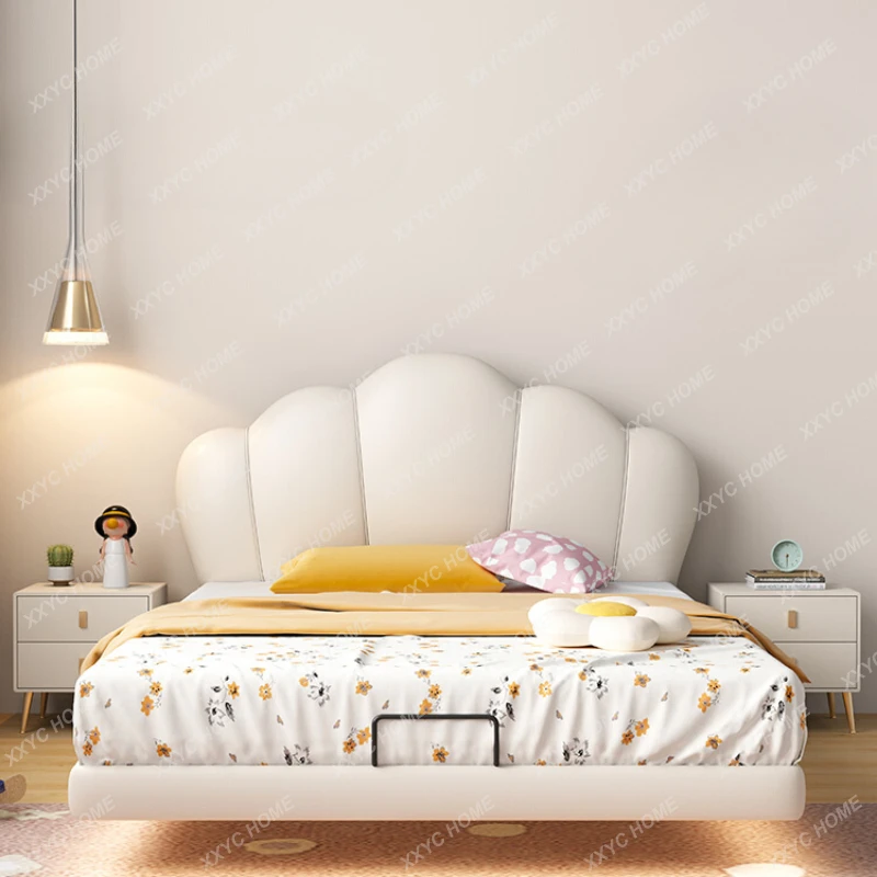 

Cloud Children's Suspension Bed Cream Style Leather Girl Princess Bed Children's Room Girl's Single Bed