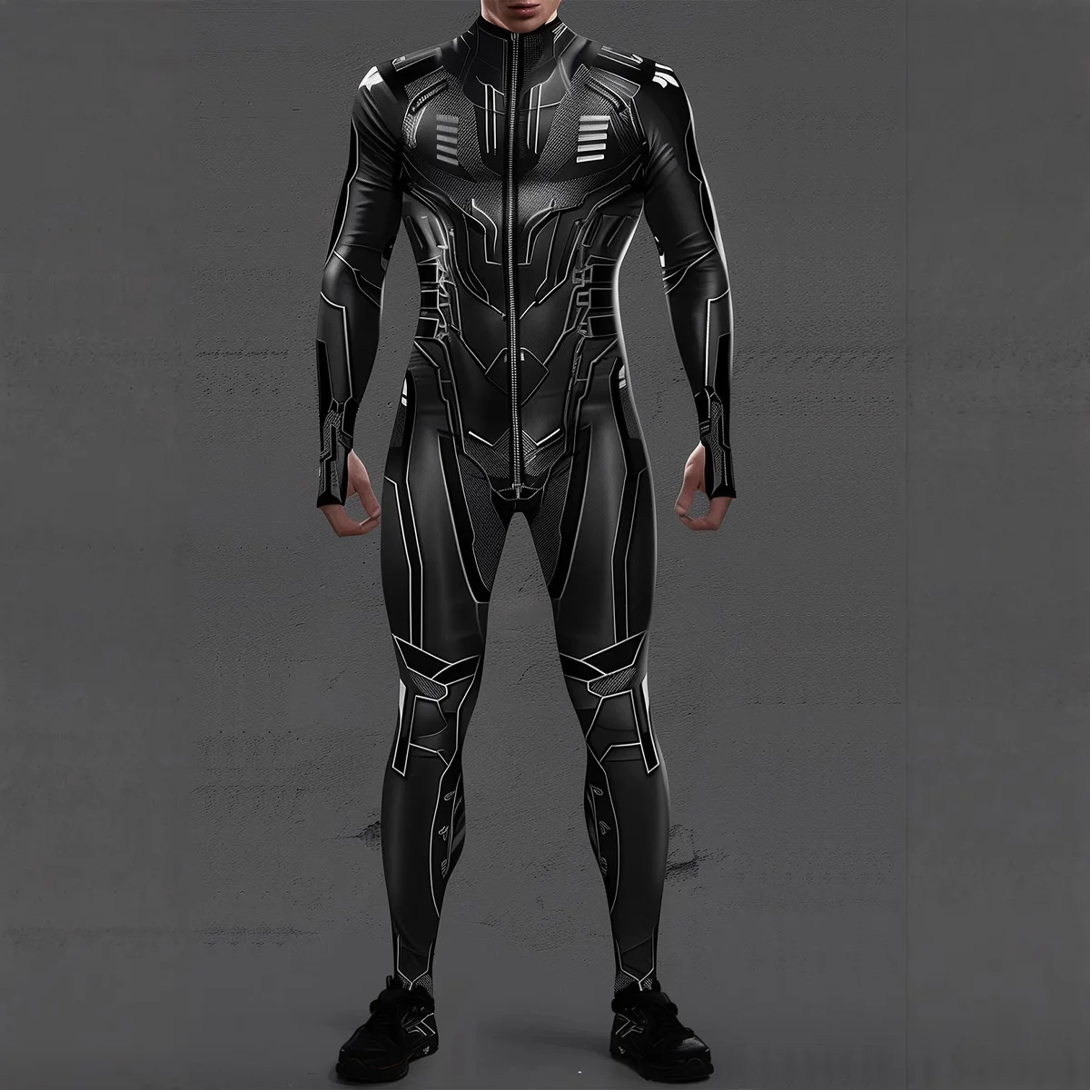 Steampunk CyberPunk Futuristic Mechanical Armour Jumpsuit Cool Fighter Cosplay Bodysuit Costume Halloween Party Shows Men Zentai view 4