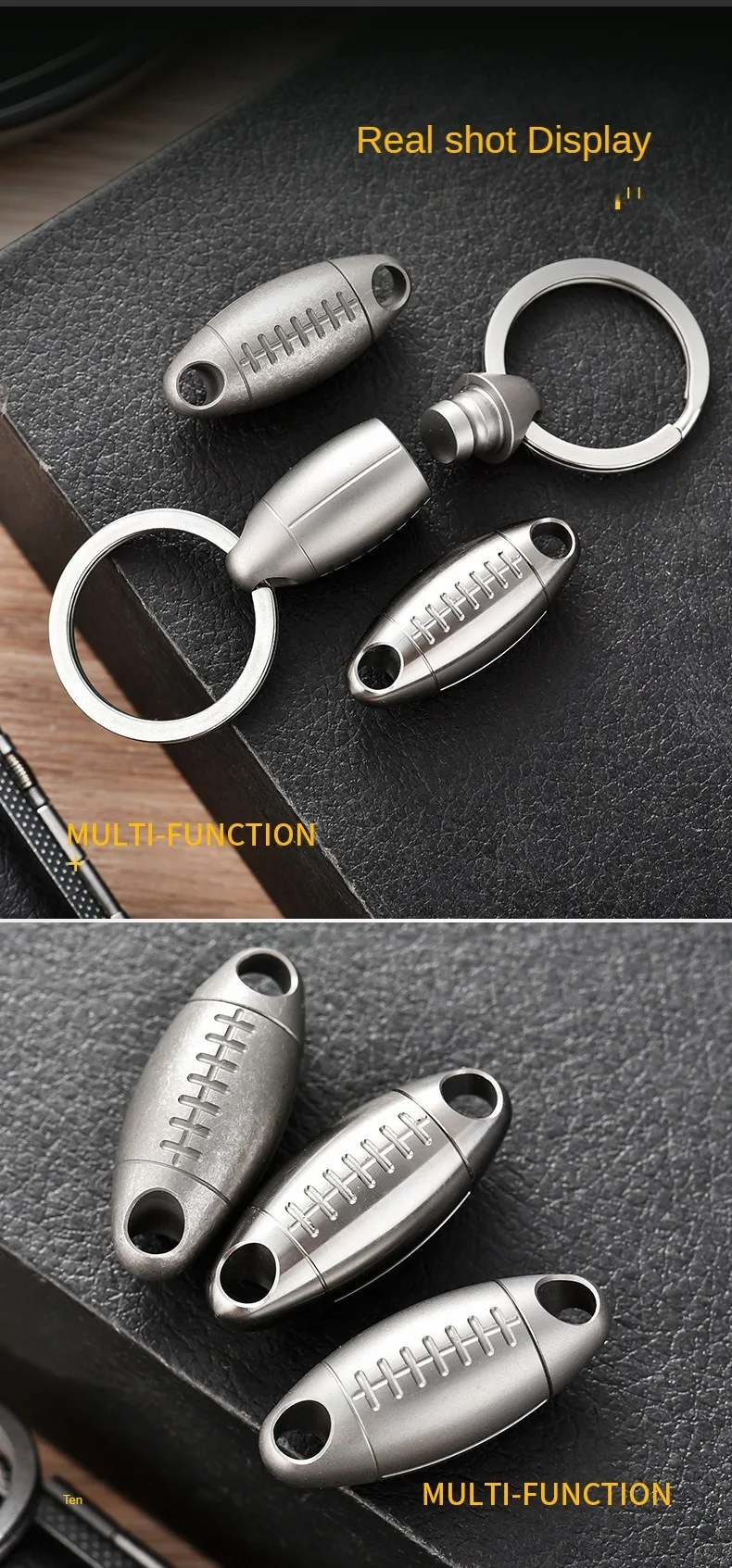 Factory Hot selling corrosion resistant titanium alloy key ring creative lightweight car key chain rugby key chain accessories