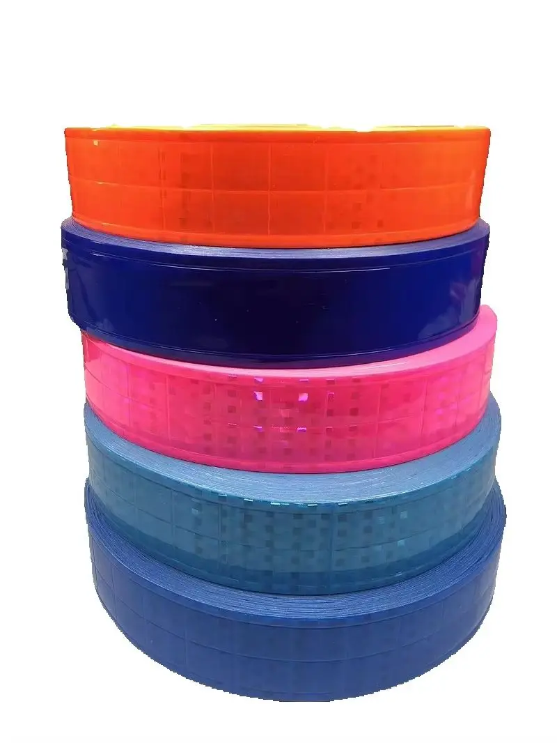 Microprismatic Waterproof Reflective PVC Tape Grid Shape Colorful Warning Tape Sewing on Clothes Bag Cap