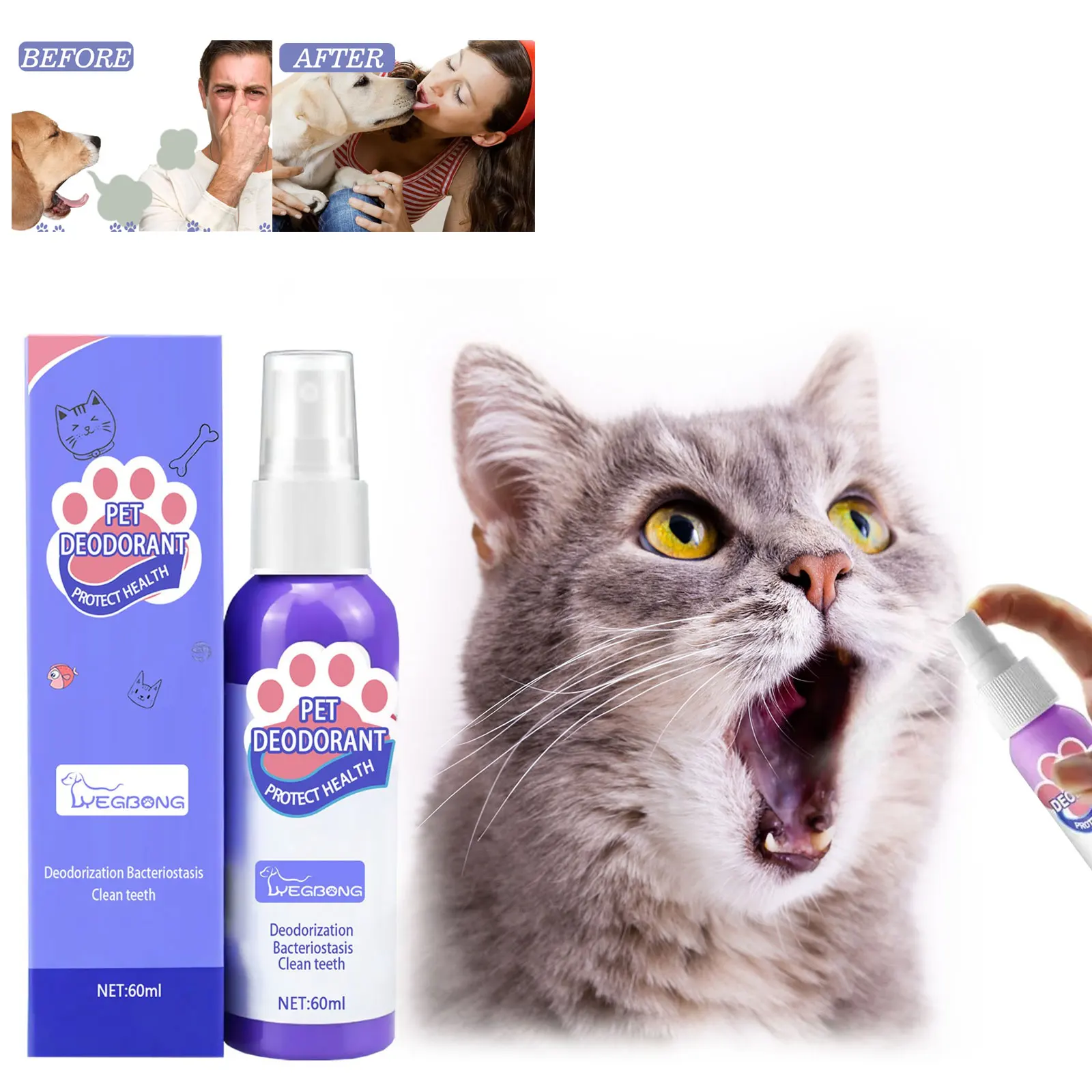 Pet Oral Cleanse Spray Mouth Fresh Whitening Teeth Deodorant Prevent Calculus Dental Plaque Removal Dogs Teeth Cleaning Spray