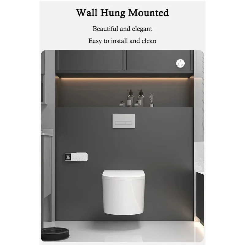 โถสุขภัณฑ์แบบติดผนังพร้อมถังเก็บน้ำในตัว ระบบอัตโนมัติ ไม่ใช้ถังน้ำ  แบบอัจฉริยะ