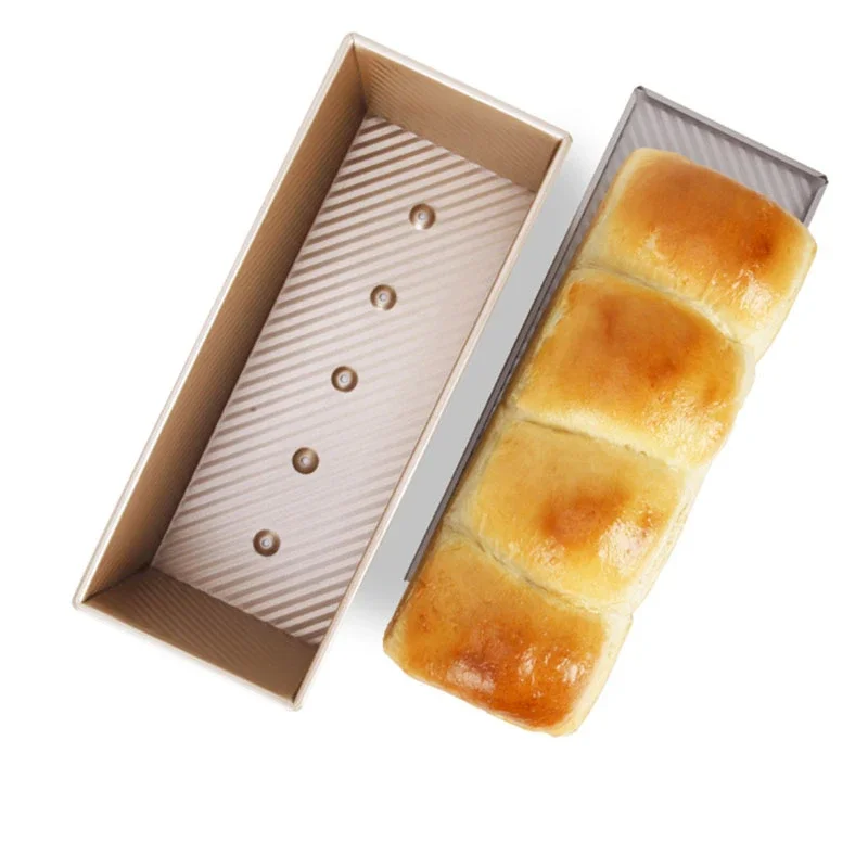1200G golden corrugated non-stick sliced toast bread cake mould with lid