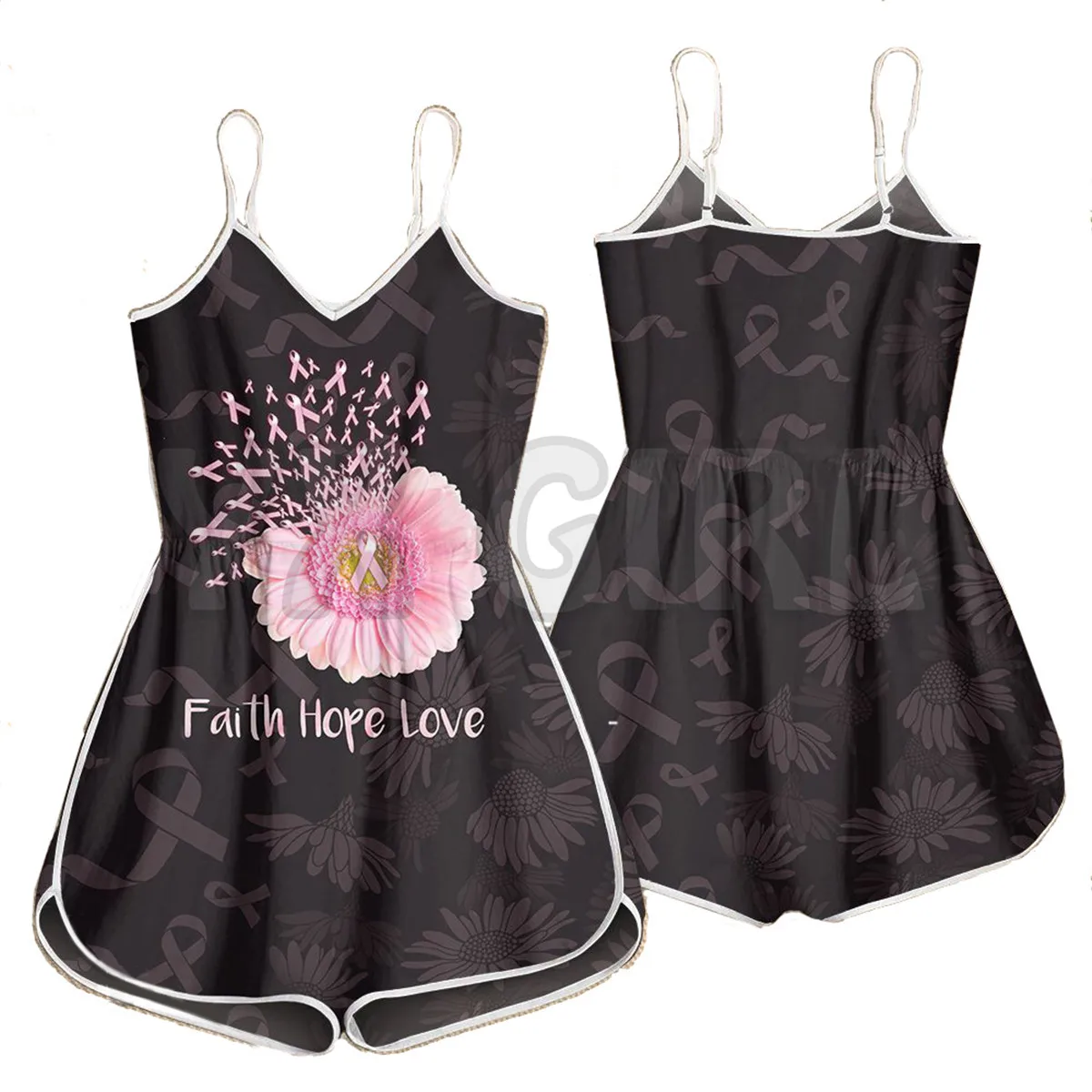 

YX GIRL Faith Hope Love 3D All Over Printed Rompers Summer Women's Bohemia Clothes