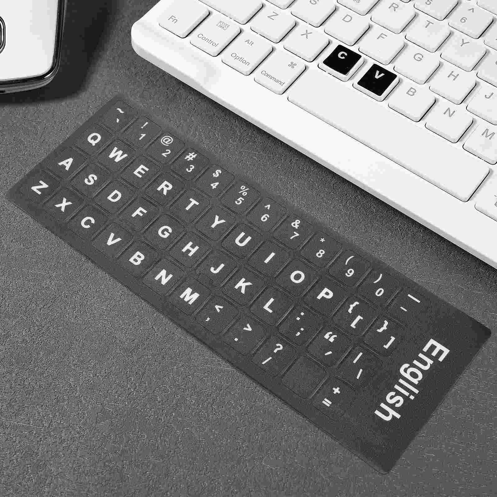 

10 Sheets Keyboard Stickers Computer Replacement Letter English Pvc for Language Labels