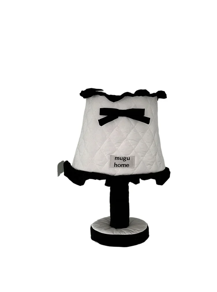 

Black and white rhombus lace decorative small table lamp handmade simple design night lamp bedroom bedside