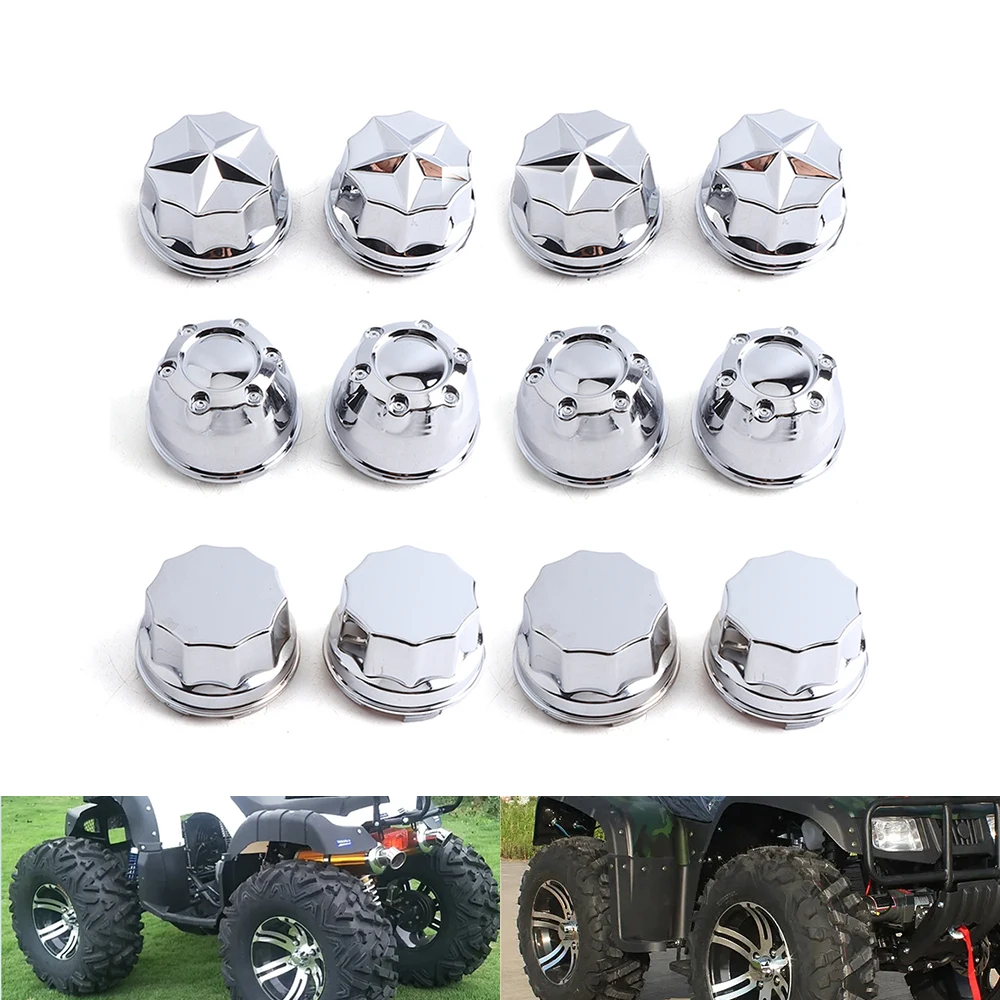 

4 Pcs Decorative Hub Cap Electroplated Star Patterned Wheel Hub Cover for 125cc ATV UTV Buggy Quad Bike Wheels Accessories