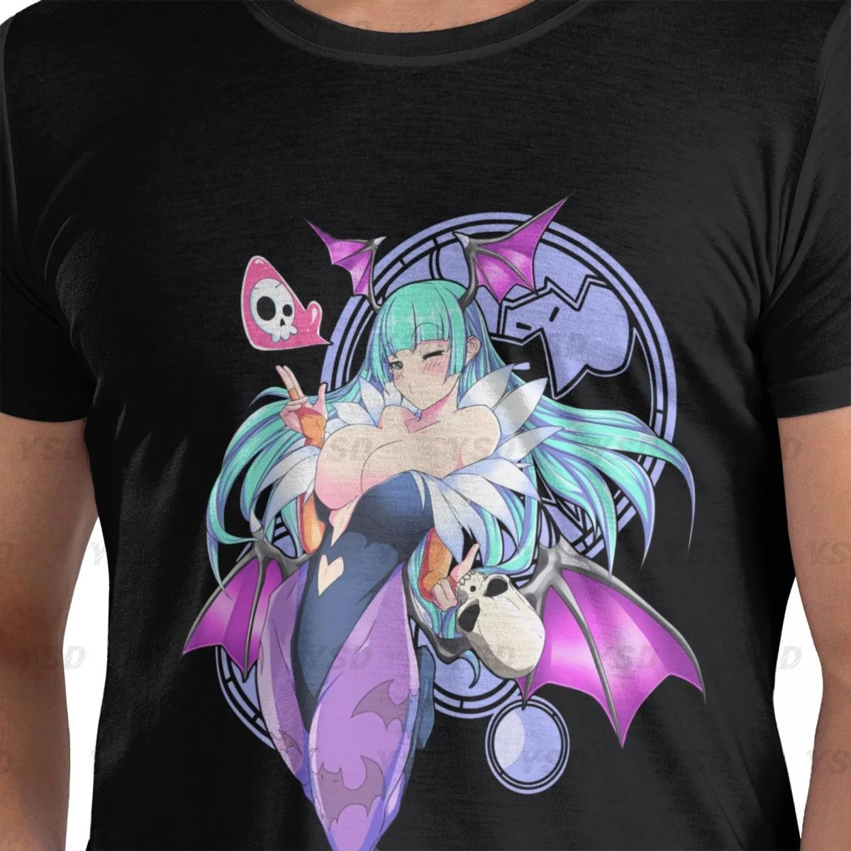 Morrigan Aensland Darkstalkers Men's tight fitting sports Cotton T-shirt,Quick-Drying,Oversized Tee shirt