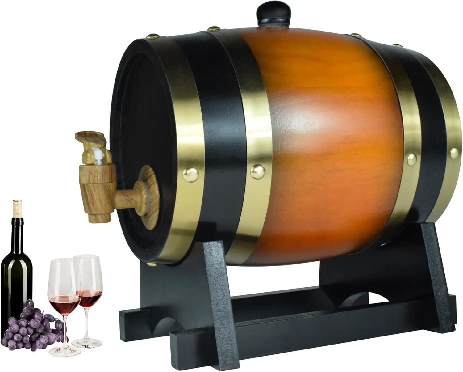 

1.5L Oak Whiskey Barrel Dispenser for Aging Wine, Spirits, Beer - Home Decor Gift