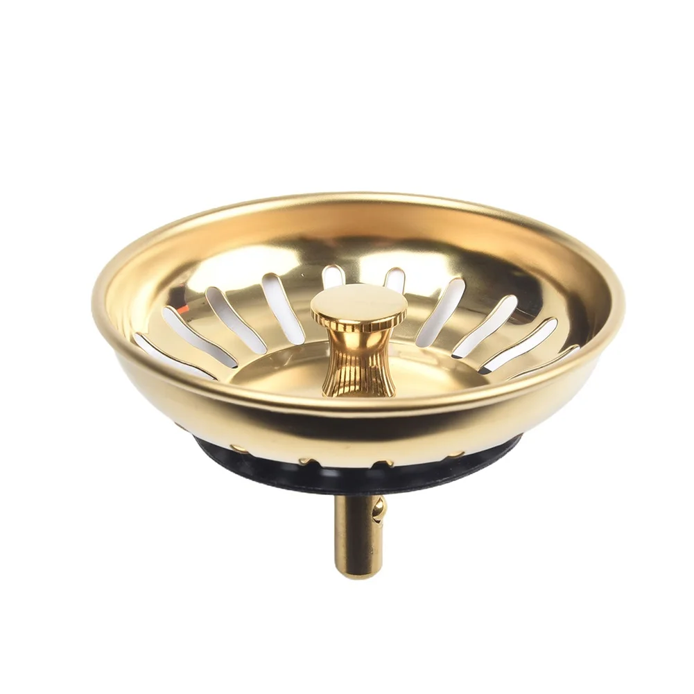 Kitchen Sink Strainer 83mm Stainless Steel Sink Core Strainer Waste Bowl Drain Basket Filter Gold Sink Food Catcher Replacement