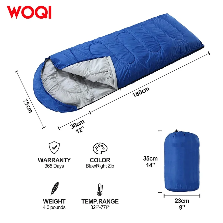 Outdoor Emergency Warmth Adult Hooded Camping Envelope Sleeping Bag