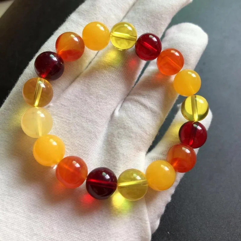 Live Show Second Generation Amber Beeswax High Imitation Baltic Floating Fluorescent Amber Beeswax Bracelet Duobao Bracelet