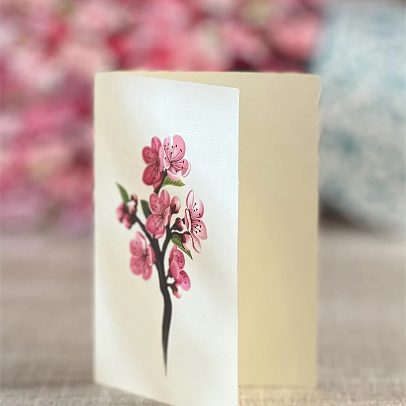 Paper -Up Cards, Cherry Blossoms, Life Sized Forever Flower Bouquet 3D Popup Greeting Cards, Birthday Gift Cards Durable