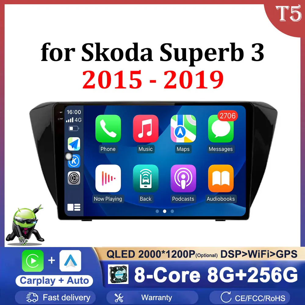 

10 inch Android OS for Skoda Superb 3 2015 - 2019 Car Radio Video Multimedia Player GPS Navi Bluetooth WiFi DSP Screen IPS Touch