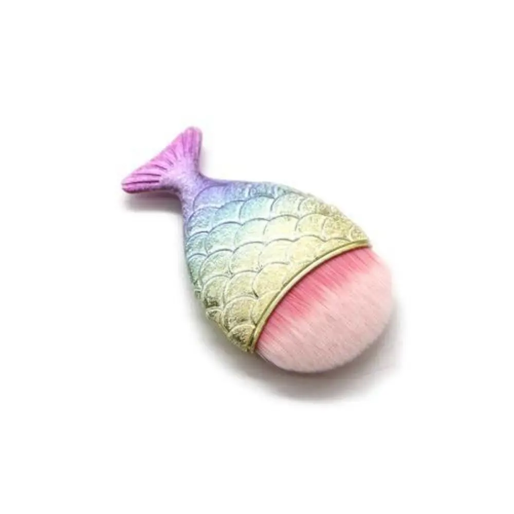 Rayon Wool Mermaid Face Blush Brush Colorful Fish Tail Shape Fish Tail Brush Soft Powder Mermaid Tail Makeup Brush Manicure Tool