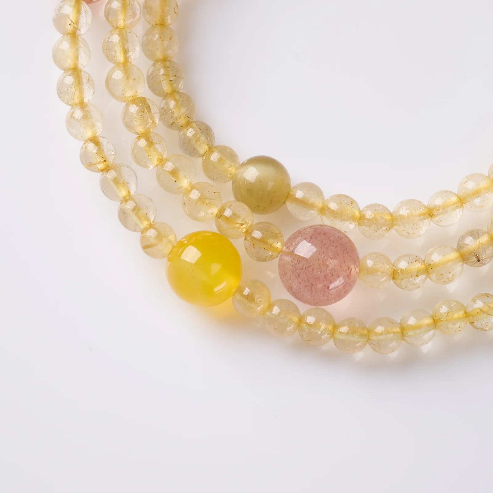 Chinese Style Dunhuang Inspired Natural Golden Rutilated Quartz Multilayer Bracelet Women Lucky Fortune Blessing Good Luck Jewel