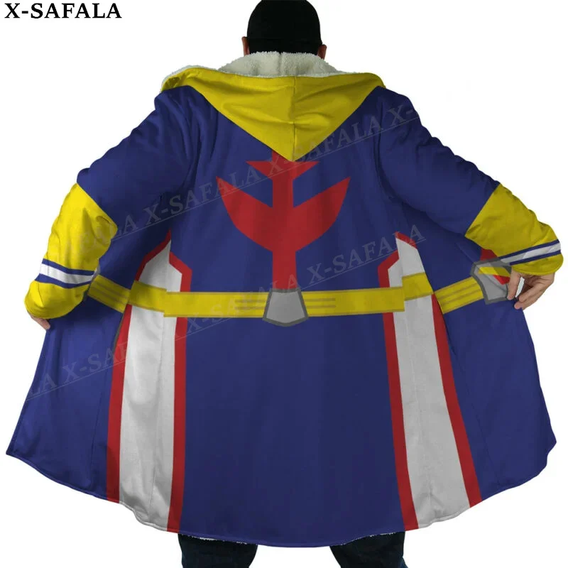 Anime All Might My Hero Academia soprabito cappotto 3D stampa spessa calda mantello con cappuccio uomo antivento in pile Unisex Casual-2